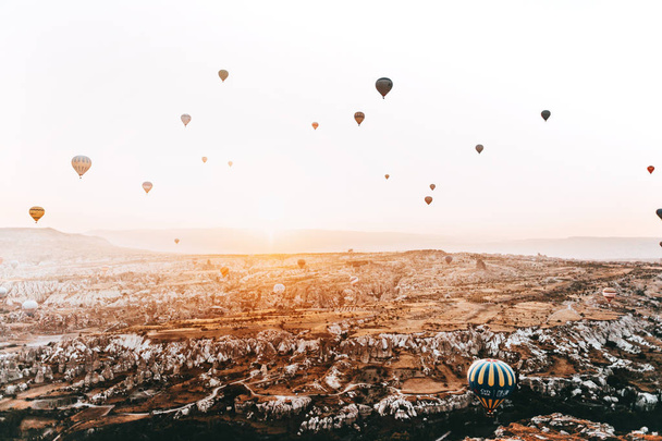 The photo was taken while flying on a hot air balloon in Kapadokya, Turkey. - Photo, Image