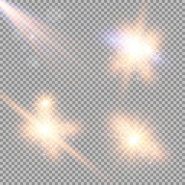 Illustrazione vettoriale dei raggi luminosi astratti. Un insieme di stelle, luce e luminosità, raggi e luminosità. Effetto luce. Illustrazione vettoriale. Concetto flash di Natale - Vettoriali, immagini