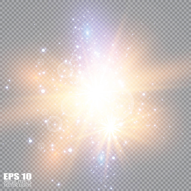Εικονογράφηση διάνυσμα αφηρημένων ακτίνων φωτός φωτοβολίδα. Ένα σύνολο αστεριών, φωτός και ακτινοβολίας, ακτίνων και φωτεινότητας. Λάμψη φωτός. Εικονογράφηση διανύσματος. Χριστούγεννα flash Concept - Διάνυσμα, εικόνα