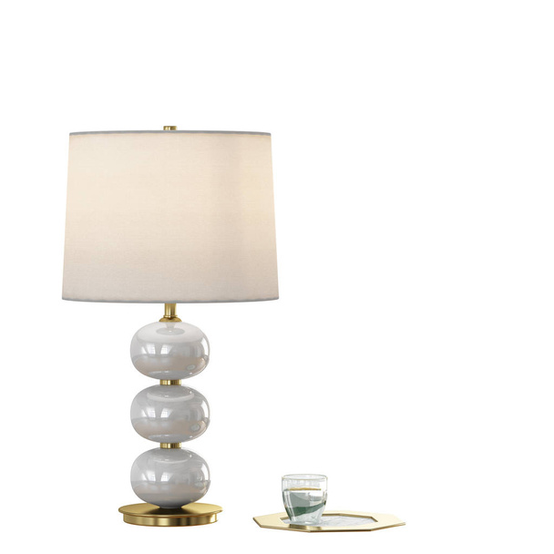 Lampada da tavolo con paralume su sfondo bianco 3d
 - Foto, immagini