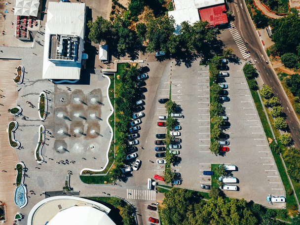 Aerial photography of modern city parking from above. - Fotografie, Obrázek