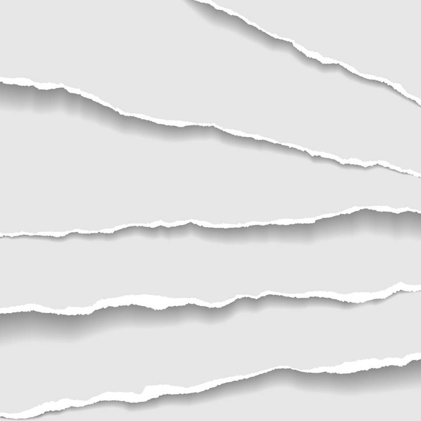 Le strisce di carta bianche e orizzontali strappate con ombra morbida sono su sfondo bianco. Illustrazione modello vettore
 - Vettoriali, immagini
