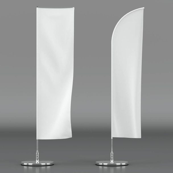 3d illustration render of an advertising flag mockup on a grey b - Photo, Image