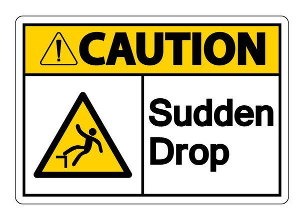 Caution Sudden Drop Symbol Sign On White Background,Vector illustration - Vector, Image