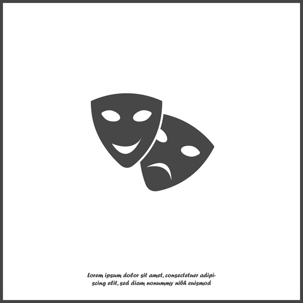 Grafika wektorowa maska teatralnej twarzy. Dramat i Komedia, śmiech - Wektor, obraz