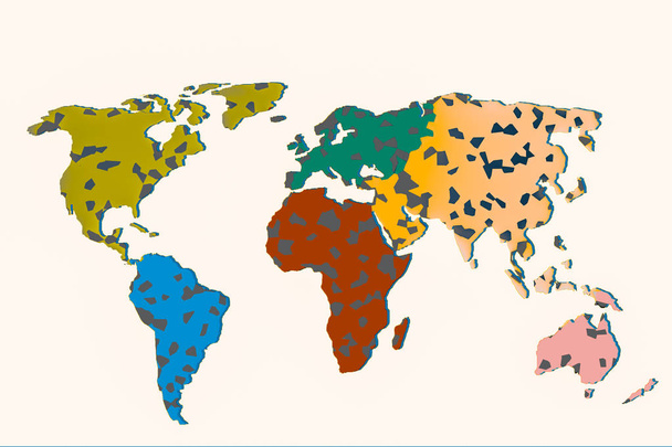 Ruwweg geschetst wereldkaart als wereldwijde business concepten - Foto, afbeelding