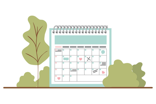 calendar with landscape isolated icon - Vector, Image