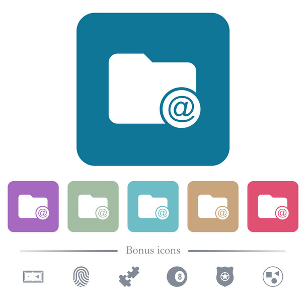 Directory e-mail platte iconen op kleur afgeronde vierkante achtergronden - Vector, afbeelding