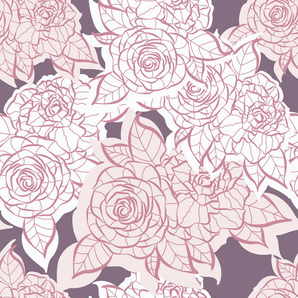 Μοντέρνα τριαντάφυλλα άνθη χωρίς ραφές σχέδιο - Διάνυσμα, εικόνα