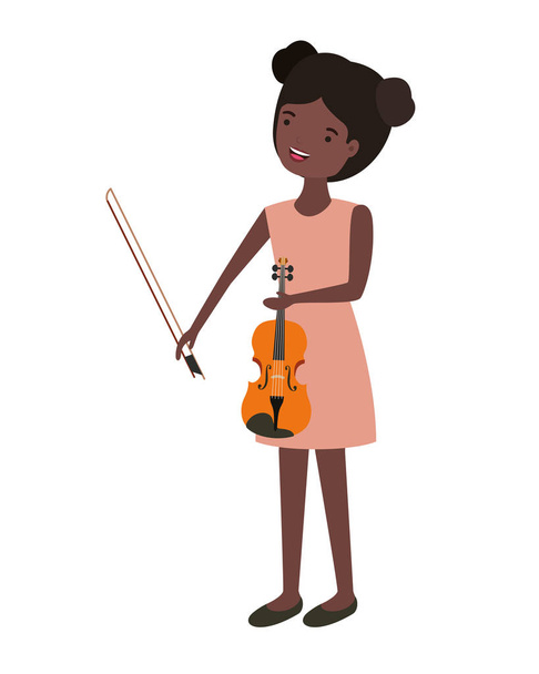 バイオリンのキャラクターを持つ若い女性 - ベクター画像