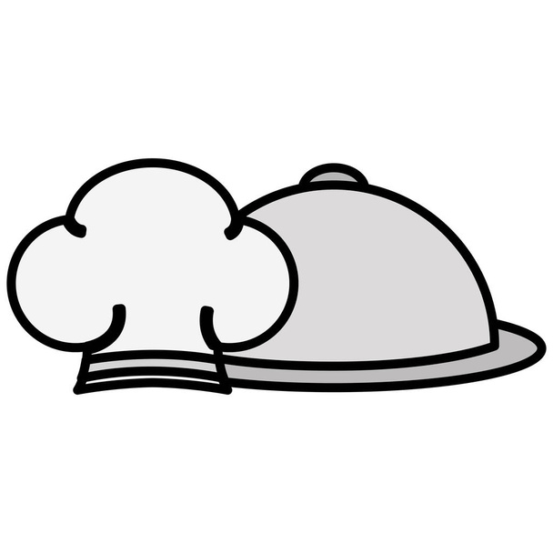 chef hat uniform with tray server - Vector, Image