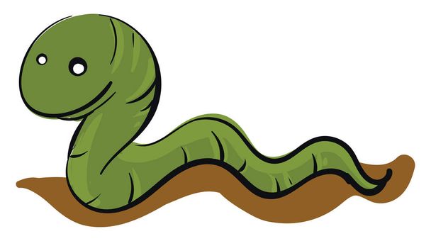 Groene worm kruipen op de grond illustratie Basic RGB vector - Vector, afbeelding