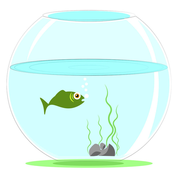 einfache Zeichentrick Aquarium Fisch Vektor Illustration auf weißem Hintergrund - Vektor, Bild