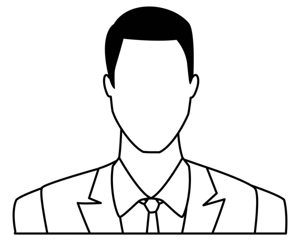 businessman avatar cartoon character black and white black and white - Vector, Image