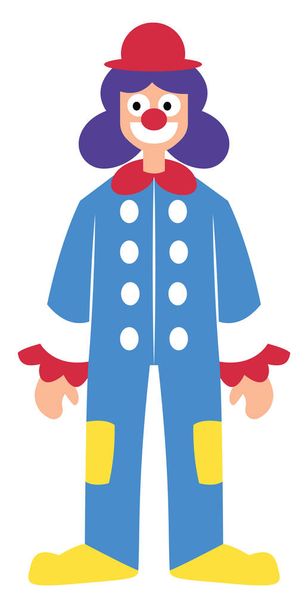 Clown character in colorful suit vector illustration on a white background - Vector, Image
