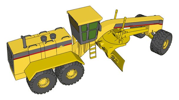 Ilustración de vector de niveladora industrial amarilla sobre fondo blanco
 - Vector, imagen