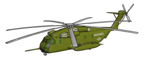 3D vector illustration on white background of a green military helicopter - Вектор, зображення