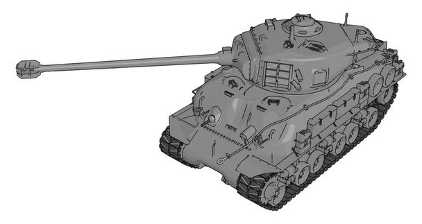 3D Векторні ілюстрації на білому тлі сірого військового танка
 - Вектор, зображення