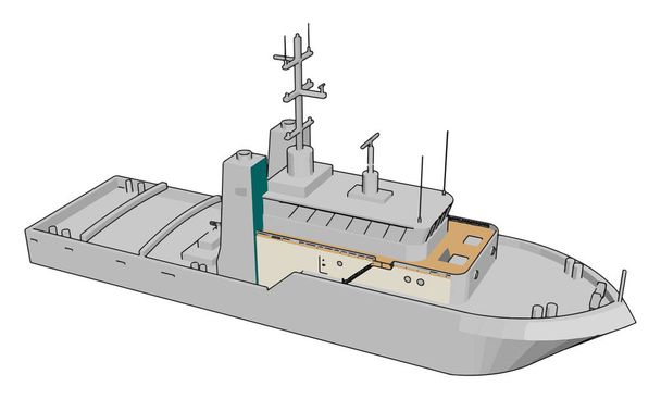 Eenvoudige cartoon van een witte Marine slagschip vector illustratie op witte achtergrond - Vector, afbeelding