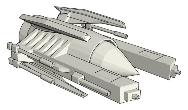 Sci-fi galaxy battle cruiser vector illustration on white background - Vector, Image