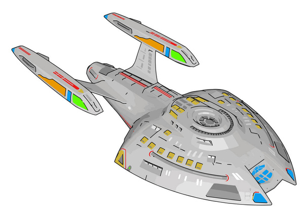 Fantasy Battle Cruiser Vektor Illustration auf weißem Hintergrund - Vektor, Bild