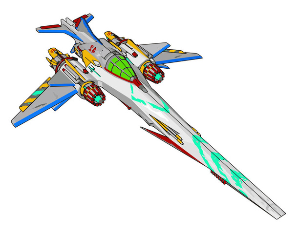 Illustration vectorielle de croiseur de bataille fantaisie colorée sur fond blanc
 - Vecteur, image