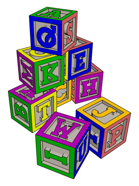 Különböző színes játék blokkolja vektoros illusztráció fehér alapon - Vektor, kép