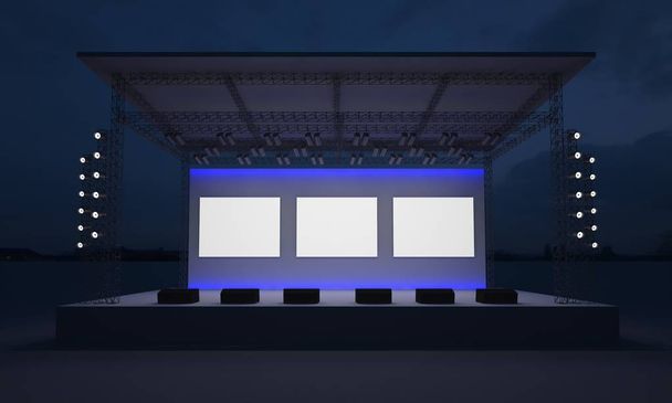 3D сценічний концертний захід привів телевізор світло ніч на відкритому повітрі сцени рендерингу ілюстрації
 - Фото, зображення