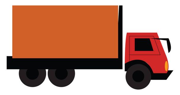 Kırmızı bir ticari kamyon vektör veya renk illüstrasyon - Vektör, Görsel