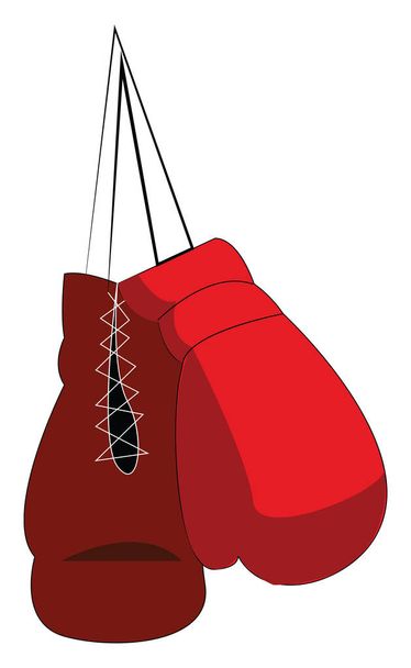 Pair of red boxing gloves vector or color illustration - Vector, Image