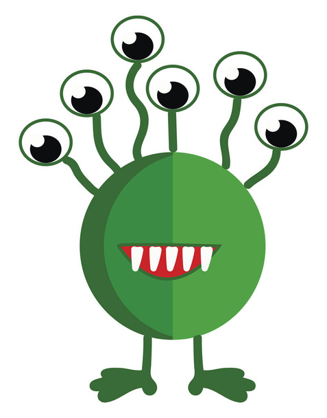 Une créature exotique verte ronde avec des charges d'yeux jaillissant de h
 - Vecteur, image