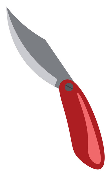 赤いハンドルのベクトルまたは色のイラストが付いている鋭いフリップナイフ - ベクター画像