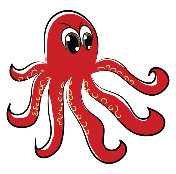 Een boze Octopus vector of kleur illustratie - Vector, afbeelding