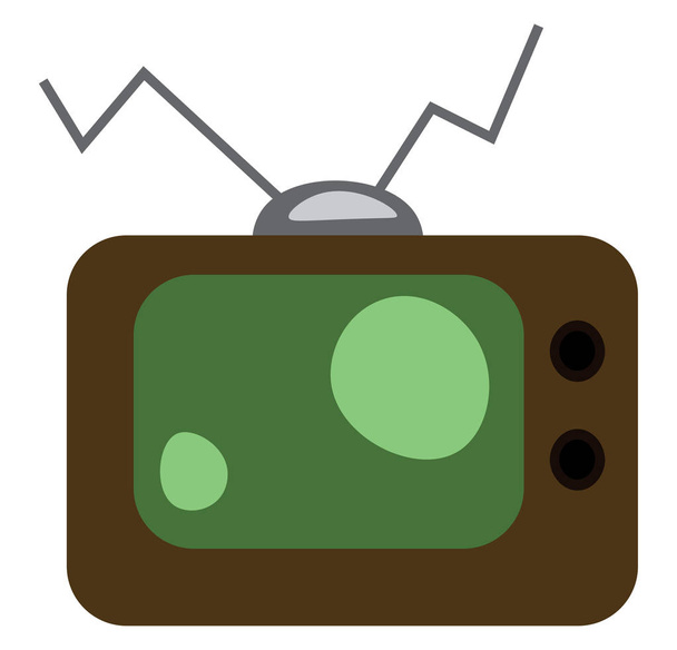 Old fashioned box television set vector or color illustration - Vector, Image