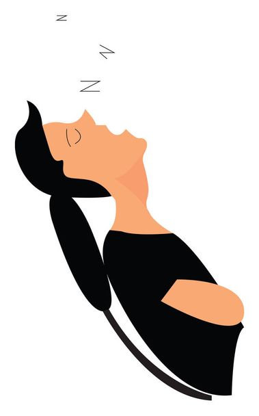 Een jonge vent in diepe slaap vector of kleur illustratie - Vector, afbeelding