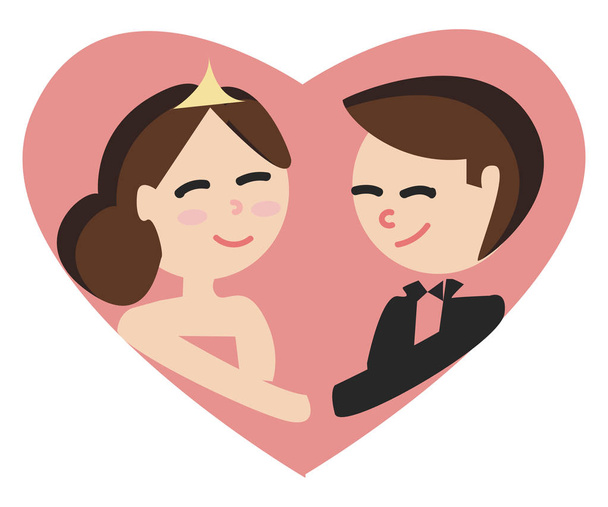 Wedding picture of bride and groom vector or color illustration - Vector, Image