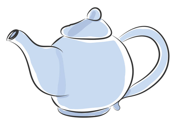 Синий чайник с желтым и оранжевым деталями векторной иллюстрации на белом фоне
 - Вектор,изображение
