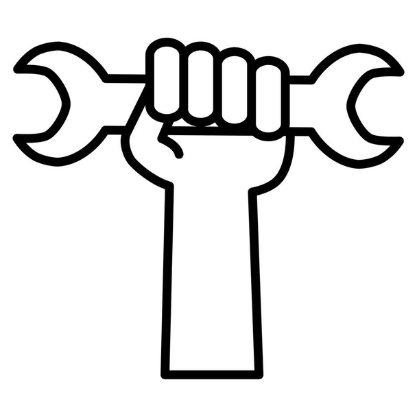 mano con herramienta llave inglesa
 - Vector, Imagen