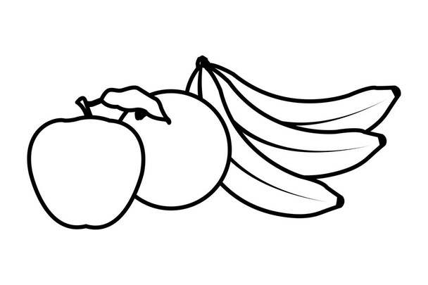 icono de la fruta de dibujos animados en blanco y negro
 - Vector, imagen