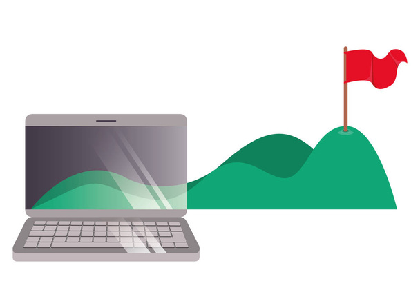 computer portatile con montagna in bandiera in cima
 - Vettoriali, immagini