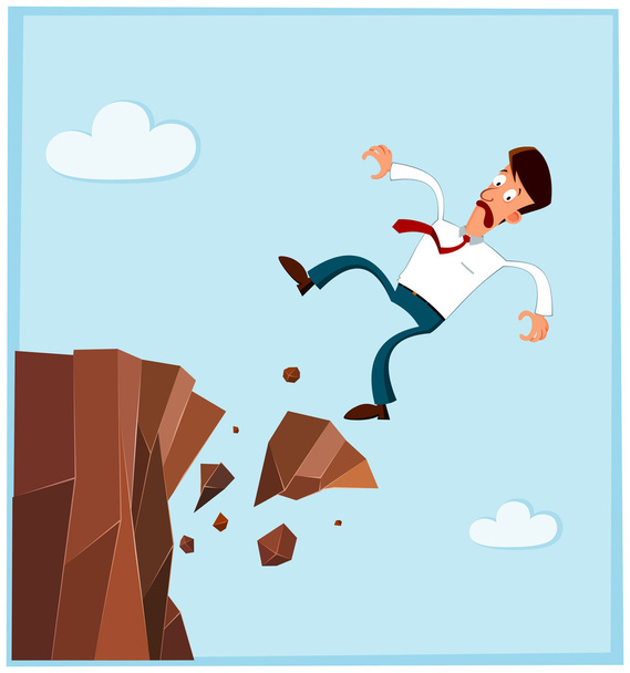 Бізнесмен падає з боку скелі
 - Вектор, зображення