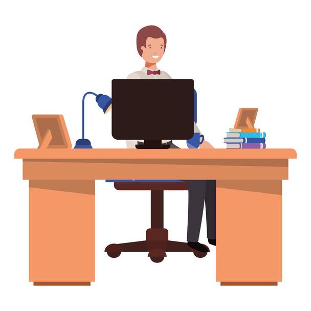 άνθρωπος που εργάζεται στο χαρακτήρα avatar του Office - Διάνυσμα, εικόνα