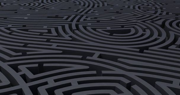 3d renderizado de laberinto negro complicado fondo blanco abstracto
 - Foto, Imagen