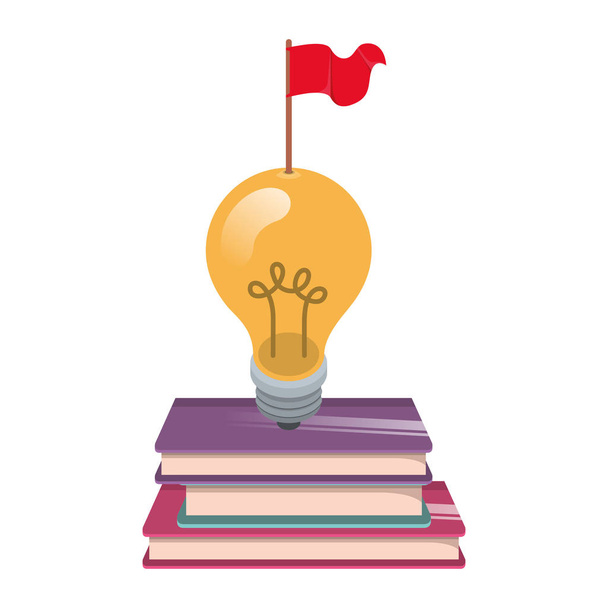 beautifull light bulb with books isolated icon - Vector, Image