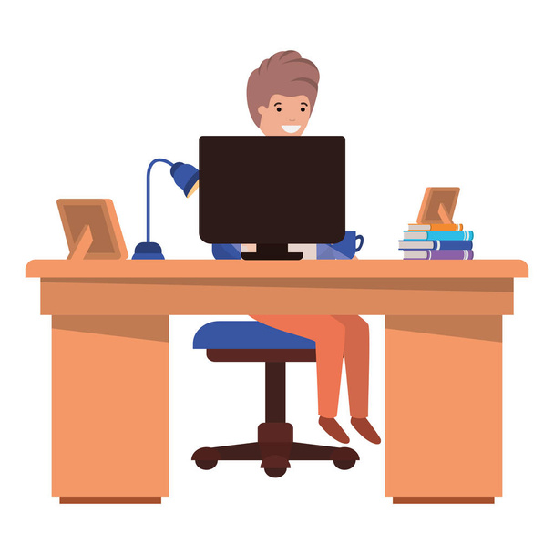 άνθρωπος που εργάζεται στο χαρακτήρα avatar του Office - Διάνυσμα, εικόνα