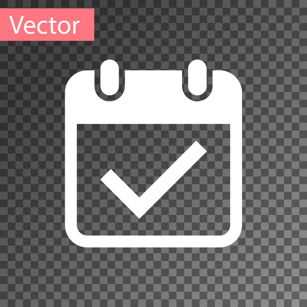 Calendario blanco con icono de marca de verificación aislado en fondo transparente. Ilustración vectorial
 - Vector, imagen