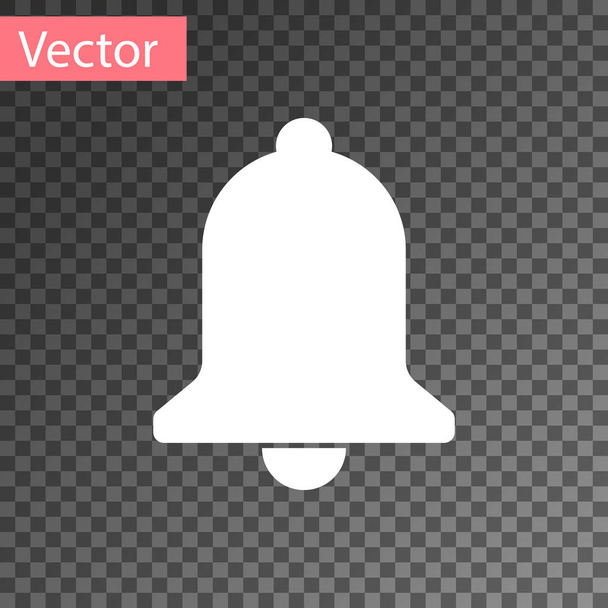 Witte rinkelende Bell icoon geïsoleerd op transparante achtergrond. Alarm symbool, service Bell, handbell teken, notificatie symbool. Vector illustratie - Vector, afbeelding