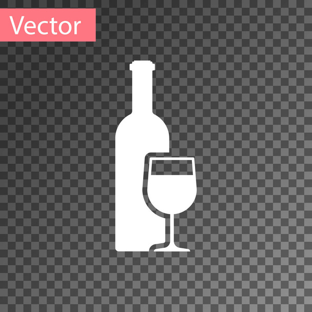Botella de vino blanco con icono de copa de vino aislado sobre fondo transparente. Ilustración vectorial
 - Vector, Imagen