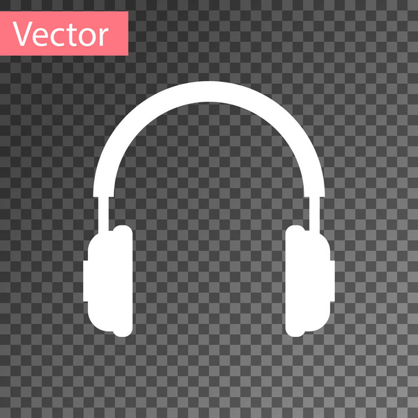 Fehér fejhallgató ikon elszigetelt-ra átlátszó háttér. Fülhallgató jel. Koncepció objektum zenehallgatáshoz, a szolgáltatás, a kommunikáció és az üzemeltető. Vektoros illusztráció - Vektor, kép