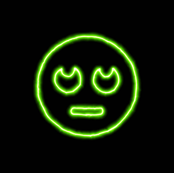 zelený neonový symbol meh zvlněné oči  - Fotografie, Obrázek